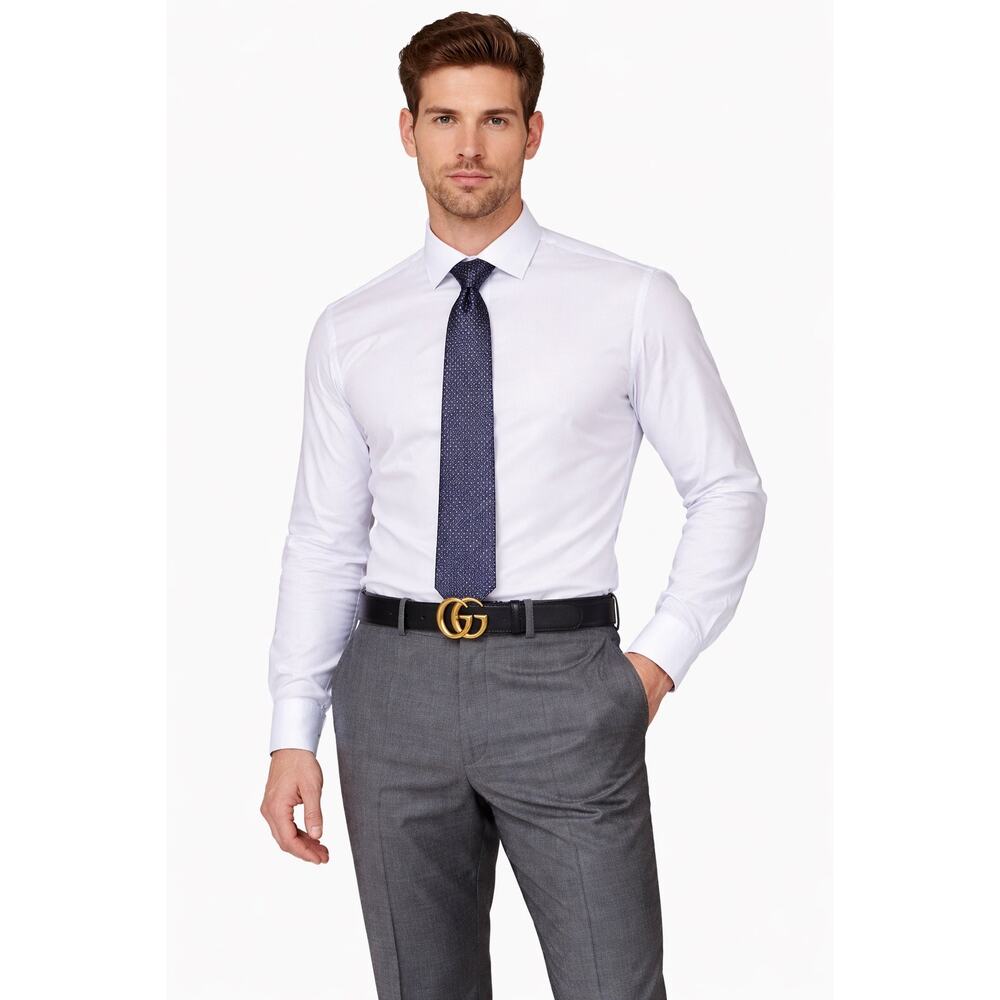 Gucci GG Marmot 30mm Thin Leather Belt Black Gold Buckle Men Size 105/42